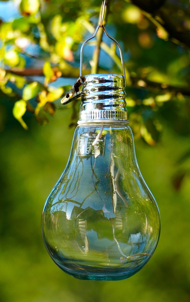 lightbulb, garden light, solar, garden decoration
